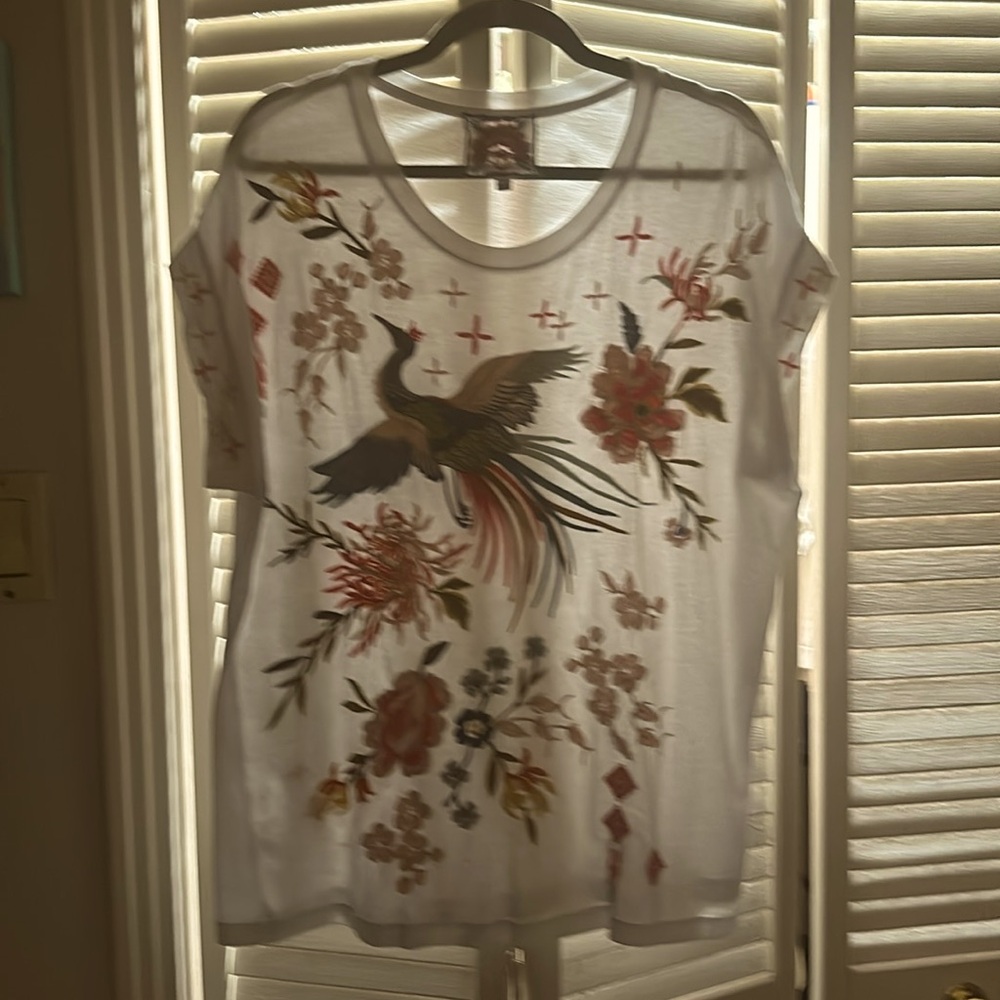 Johnny Was embroidered tee.